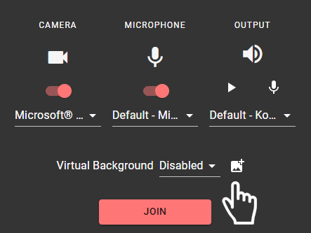 Set your virtual background - upload with the icon