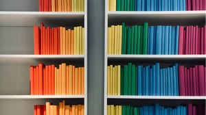 Colorful books on a shelf