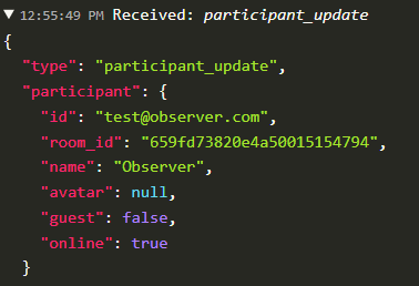 a screenshot of a code example of the Participant update