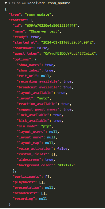 a screenshot of a code example of the packaged update for real-time data transfer