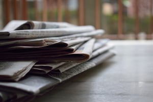 A messy stack of newspapers