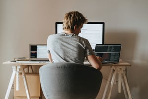 Developer sitting in home office